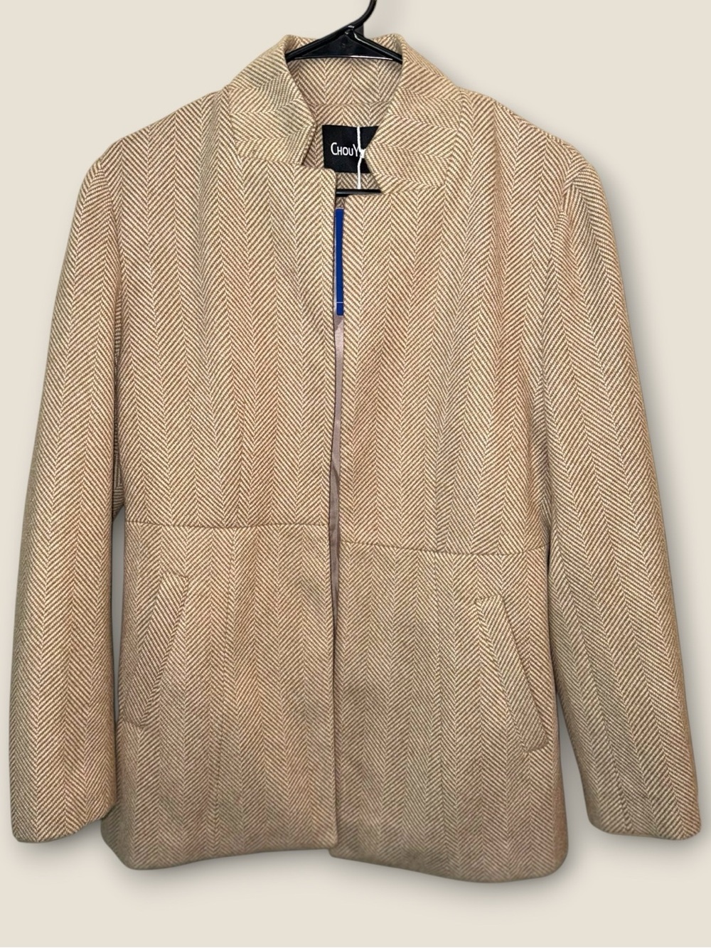 🌺CHOU YATOU CASUAL BUSINESS OPEN FRONT KHAKI BLAZER - Picture 8 of 12